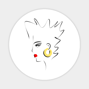 Portrait of a girl in a minimalistic linear style. Magnet